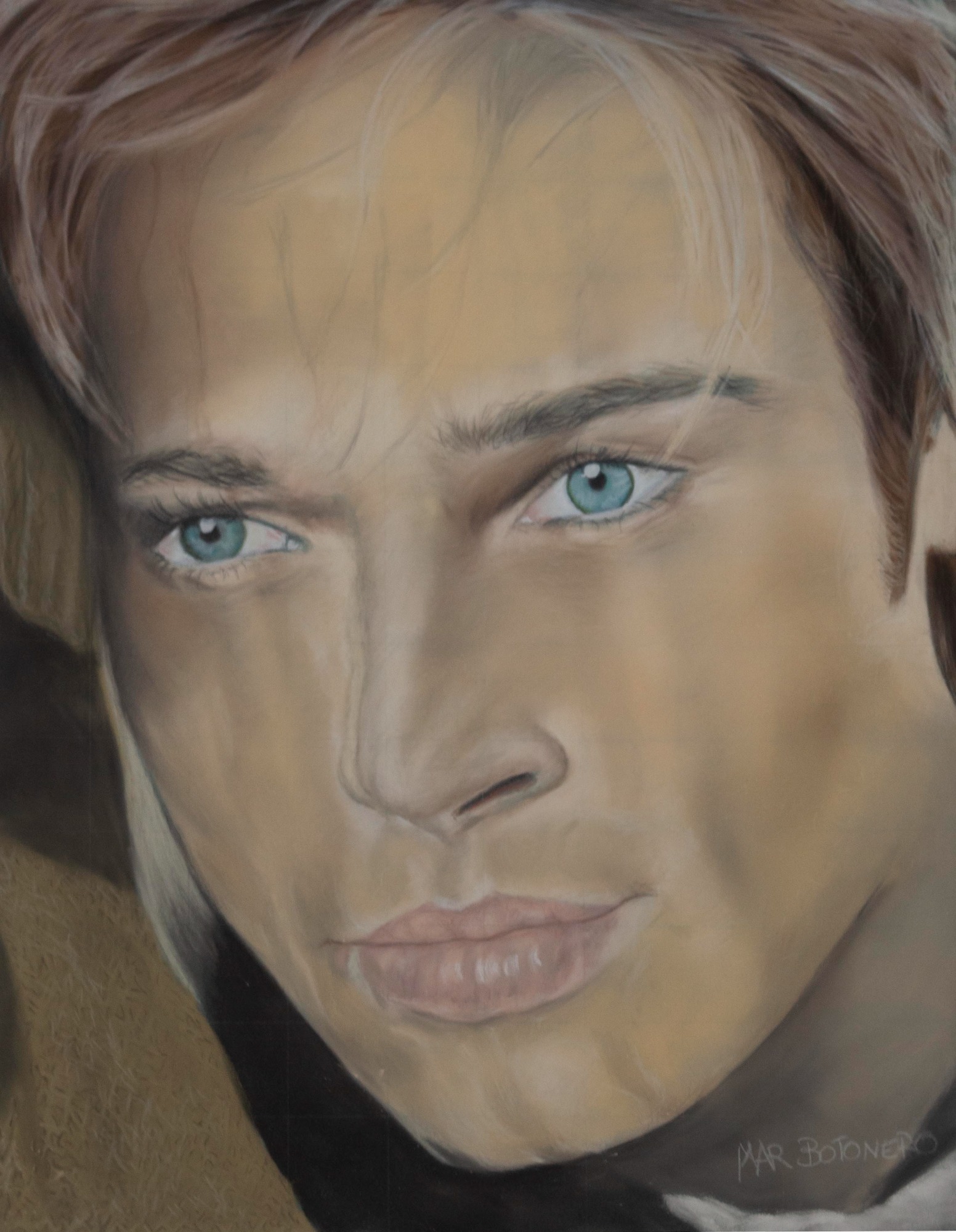 "Cuadro realizado en pastel seco. Retrato de Brad Pitt realizado por Cuchiart by Mar Botonero"
