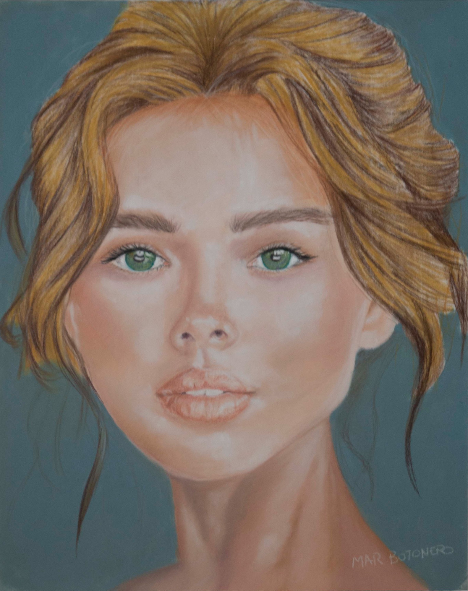 "Mirada Vestal" "Cuadro realizado en pastel seco. Retrato de una bella mujer. Realizado por Cuchiart by Mar Botonero"