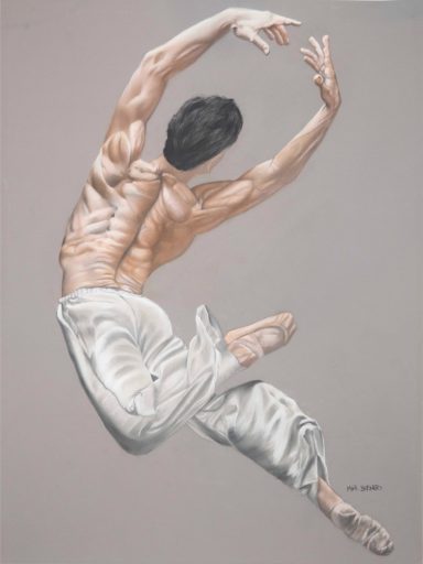 "Esfuerzo" "Cuadro realizado en pastel seco. Dibujo de un bailarin en el aire. Realizado por Cuchiart by Mar Botonero"